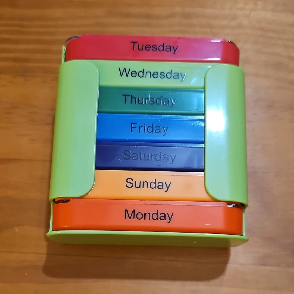 Weekly Pill Organizer with Colorful Compartments